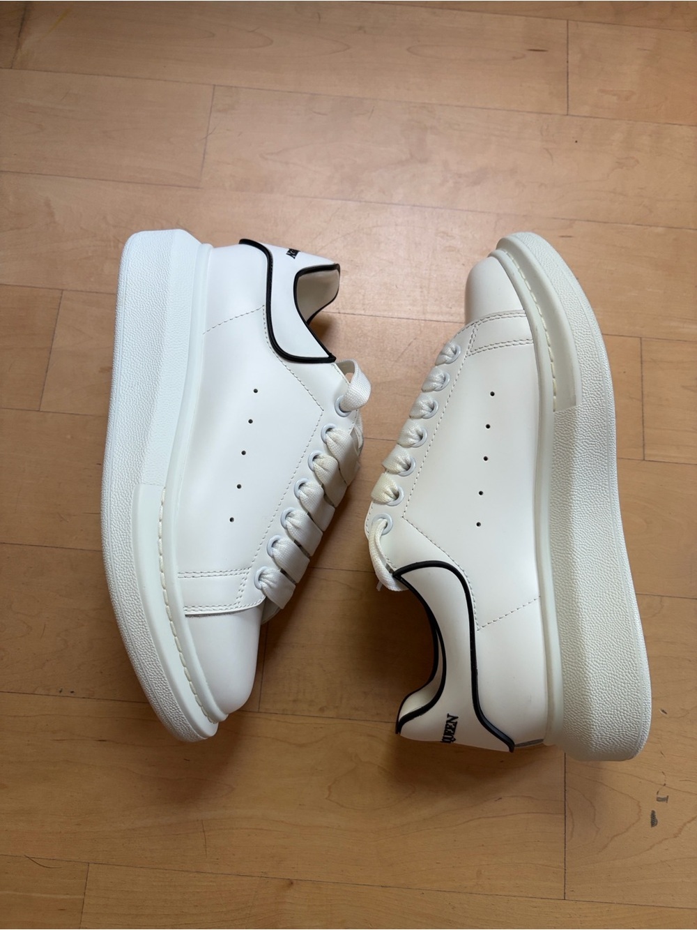 Alexander McQueen White Platform Sneakers with Black Heel Accent